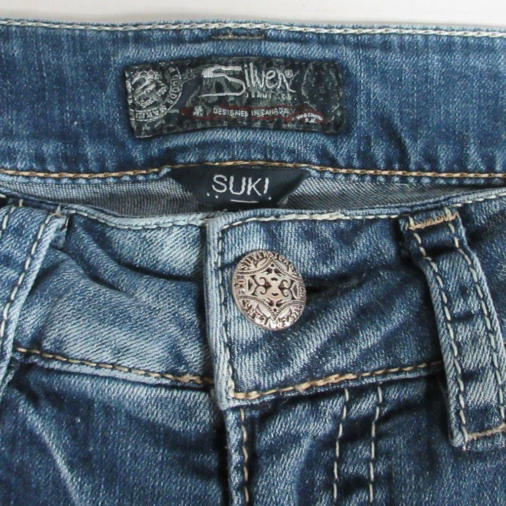 SILVER JEANS Suki Mid CAPRI Skimmer Sz 29x22.5  30x23.5 Bermuda Crop Denim Jeans - Picture 7 of 12